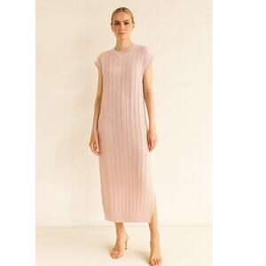 Mr. Mittens Pointelle Knit Cotton Midi Dress XS Pink NEW